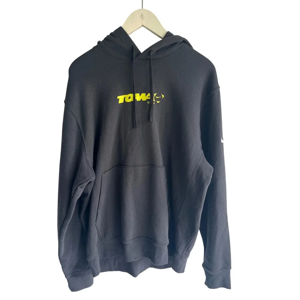 Nike Toma El Juego Los Angeles Hoodie Mens Large Grey Neon Yellow DR1499-060 NWT